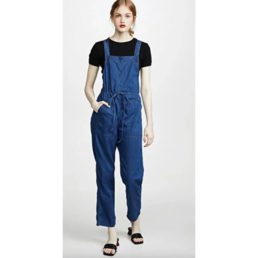 Anthropologie 3X1 NYC Cyra Denim Tie Back Jumpsuit Amabel Overalls Size Large